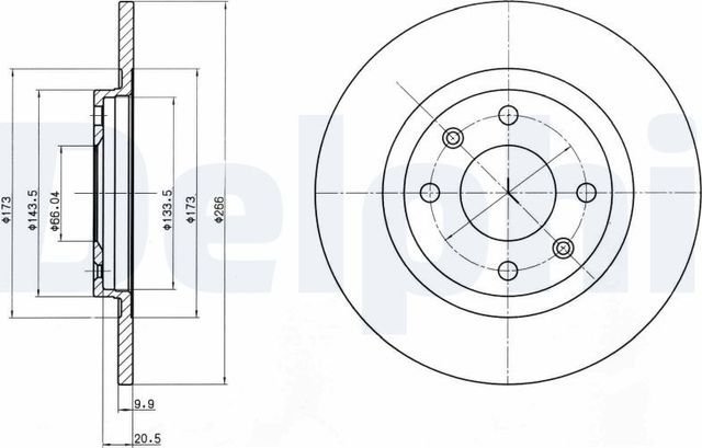 Тормозной диск Delphi передний для Citroen BX 1982-1994. Артикул BG2308
