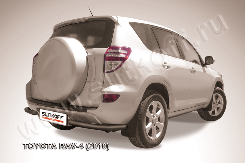 Защита Slitkoff задняя d57 уголки ЧЕРНАЯ матовая для Toyota RAV4 III 2010-2012. Артикул TR410-015B