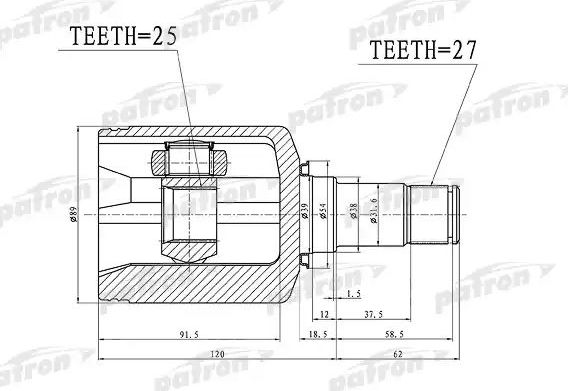 Шрус наружный (граната) Patron. Артикул PCV1379
