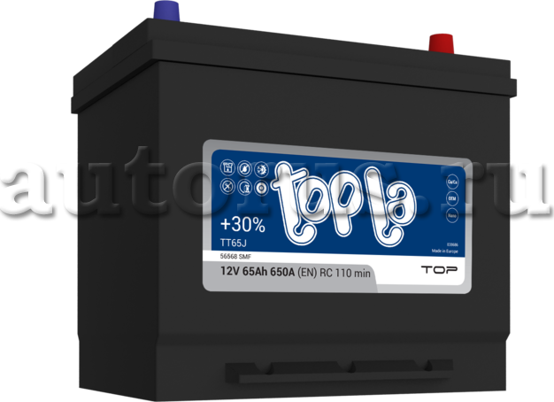 Аккумулятор TOPLA Top JIS 65 А/ч R+ (0) 56568 SMF 230x175x190 EN650 А. Артикул 118667