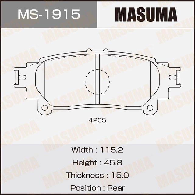 Тормозные колодки Masuma. Артикул MS-1915