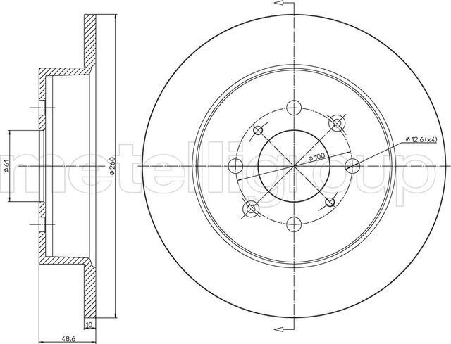 Тормозной диск Metelli задний для Honda Civic VII 2000-2005. Артикул 23-0579C