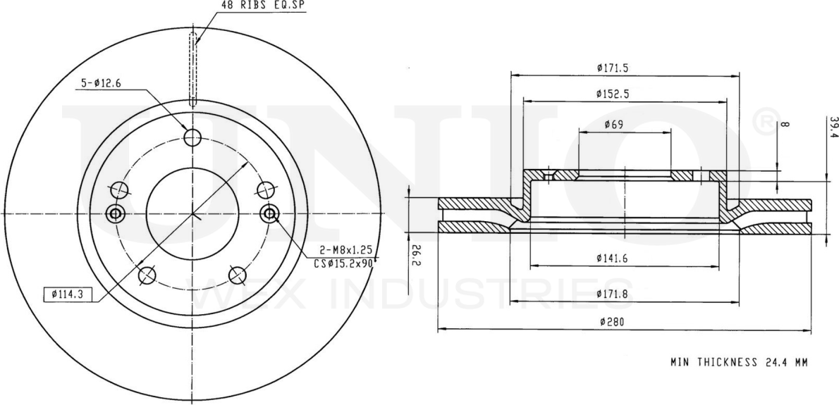 Диск тормозной (Unio). Артикул BRD-20013