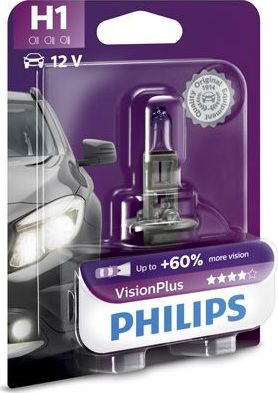 H1 12V- 55W (P14,5s) ( +60% света) Vision Plus блистер (1шт.) Philips VisionPlus. Артикул 12258VPB1