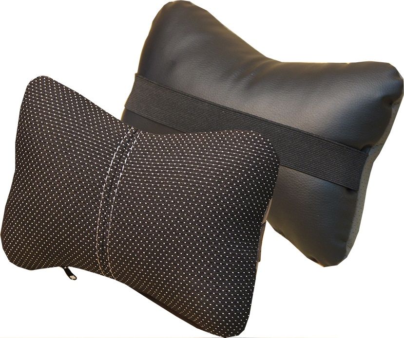 Подушка под шею CarFashion ортопедическая Экокожа/жаккард, цвет Черный/т. серый/Серый. Артикул 41091