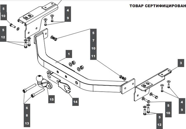 Фаркоп Baltex оцинкованный для Toyota Land Cruiser Prado 150 Black Onyx 2020-2026. Фланцевое крепление. Артикул 249475