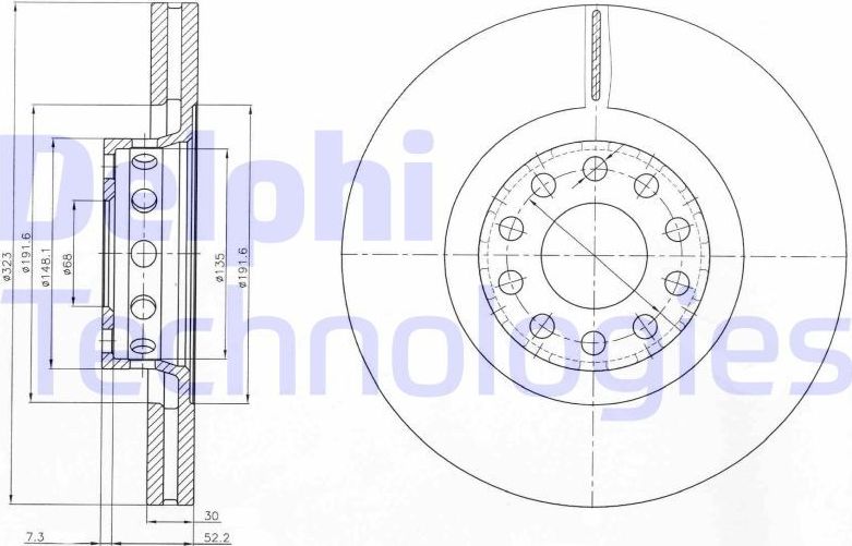 Тормозной диск Delphi. Артикул BG3524