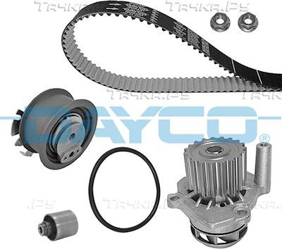 Помпа (водяной насос) с комплектом ремня ГРМ Dayco для SEAT Ibiza IV 2008-2010. Артикул KTBWP2964