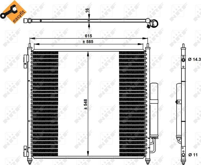 Радиатор кондиционера (конденсатор) NRF (алюминий). Артикул 350336