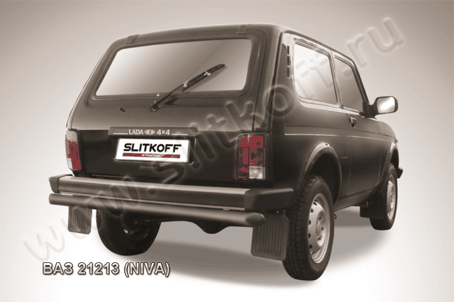Защита Slitkoff заднего бампера d57 для ВАЗ 21213 Нива, 4х4 3 дв 1976-2026 Черная. Артикул Niv009B