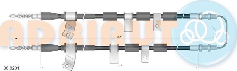 Трос ручника (тросик ручного тормоза) Adriauto. Артикул 06.0201