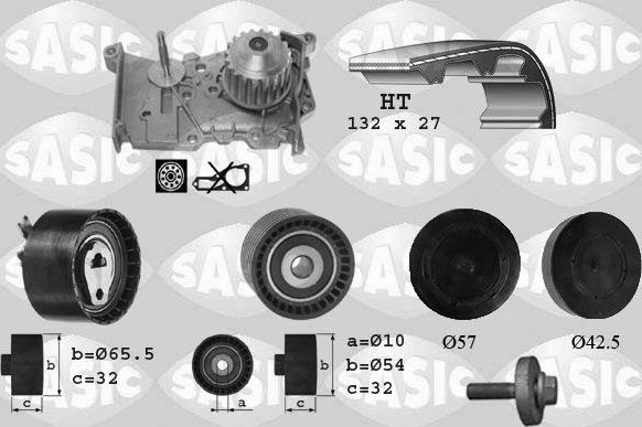 Помпа (водяной насос) с комплектом ремня ГРМ Sasic для Renault Modus I 2004-2012. Артикул 3904011