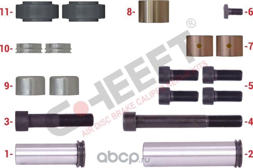 ремкомплект суппорта, направляющие, пыльники Meritor Type ELSA 2 (Cheeft). Артикул 2133