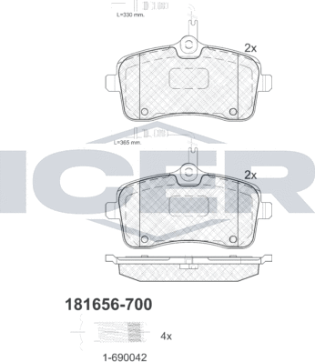 Тормозные колодки Icer. Артикул 181656-700