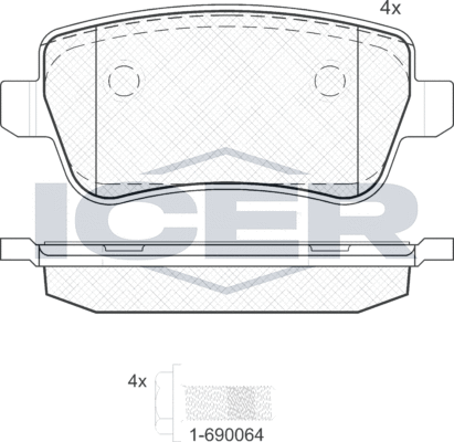 Тормозные колодки Icer задние для Fiat Croma II 2005-2011. Артикул 181763