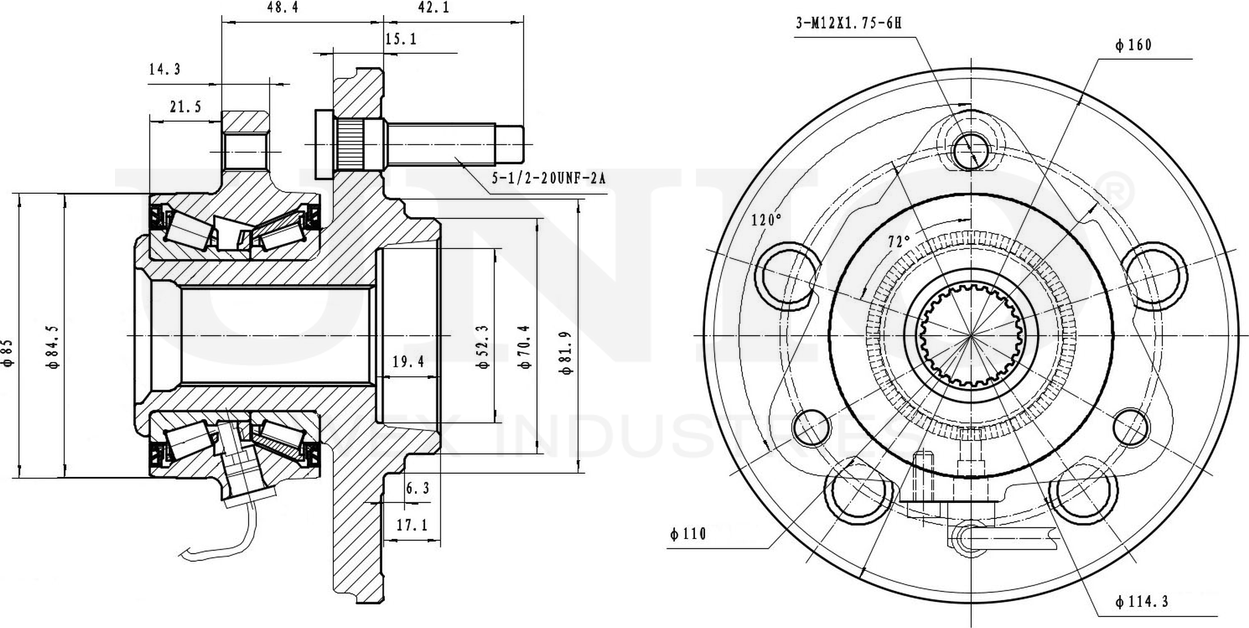 Ступица колеса с интегрированным подшипником (Unio). Артикул HUB-20194