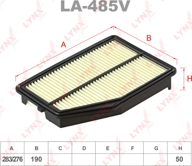 Воздушный фильтр LYNXauto. Артикул LA-485V