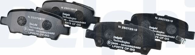 Тормозные колодки Delphi (Low-Metallic) для Infiniti JX 2012-2014. Артикул LP3375