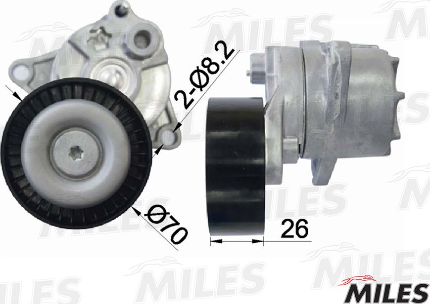 Натяжной ролик (натяжитель) приводного ремня Miles. Артикул AG00297