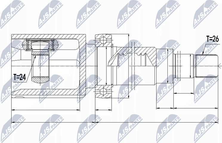 Шрус внутренний (граната) NTY. Артикул NPW-VV-066