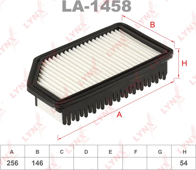 Воздушный фильтр LYNXauto для Hyundai Solaris I 2010-2017. Артикул LA-1458