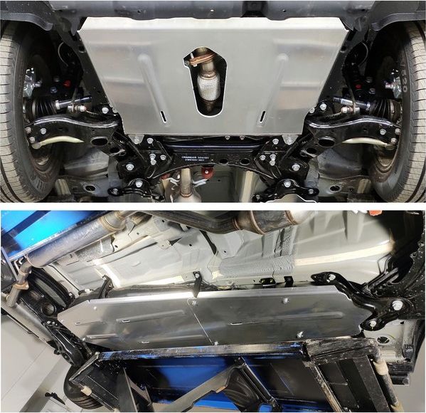 Защита алюминиевая ТСС (4 мм) для бака, картера, КПП и адсорбера Changan CS75 FL 2WD 2020-2026. Артикул ZKTCC00448K