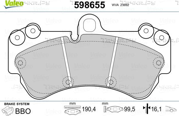 Тормозные колодки Valeo. Артикул 598655