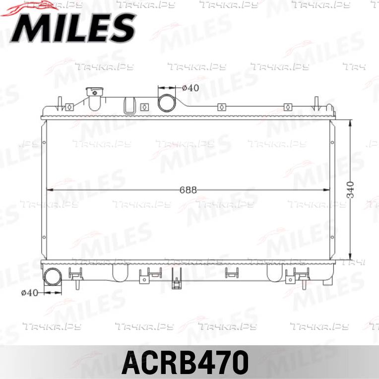 Радиатор охлаждения двигателя Miles (алюминий) для Subaru Forester III 2008-2013. Артикул ACRB470