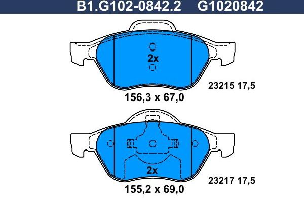 Тормозные колодки Galfer. Артикул B1.G102-0842.2