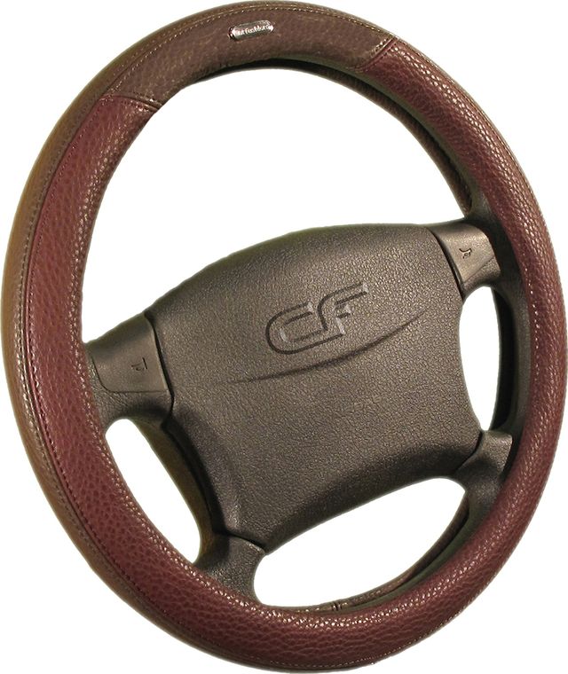 Оплётка на руль CarFashion Balance (размер M, искусственная кожа, цвет ТЕМНО-КОРИЧНЕВЫЙ/БОРДОВЫЙ). Артикул 31039