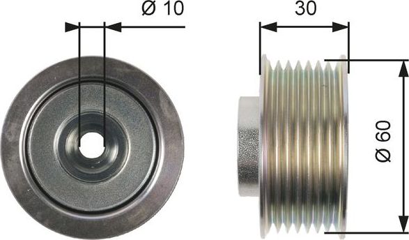 Направляющий (ведущий) ролик приводного поликлинового ремня Gates (Металл). Артикул T36406