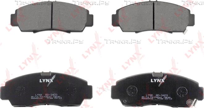 Тормозные колодки LYNXauto передние для Honda Stream I 2001-2006. Артикул BD-3403