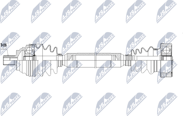 Полуось (привод в сборе, приводной вал) NTY. Артикул NPW-VW-058