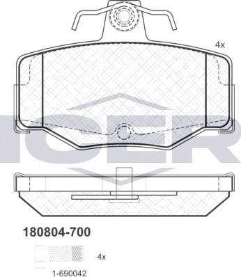 Тормозные колодки Icer. Артикул 180804-700