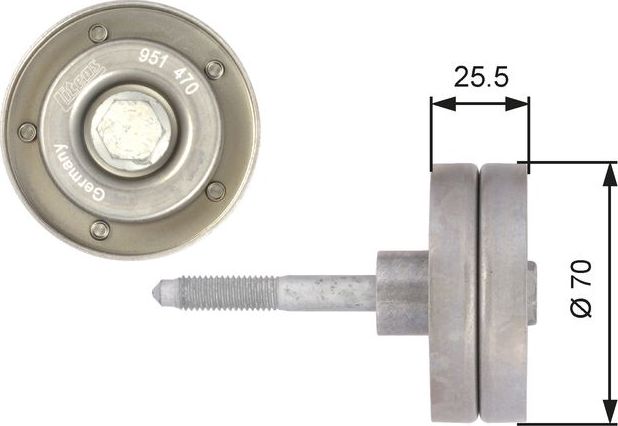 Направляющий (ведущий) ролик приводного поликлинового ремня Gates (Металл). Артикул T36382