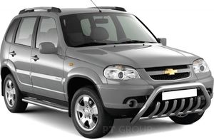Защита порогов PT Group с алюминиевой площадкой d51 (НПС) для Chevrolet Niva I 2009-2020. Артикул LNV220303