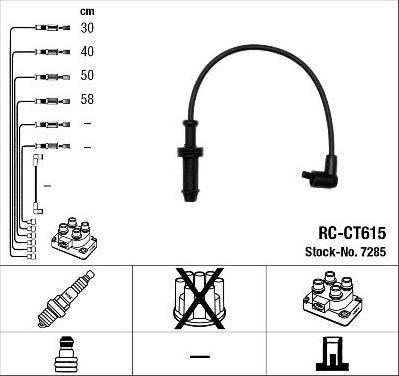 Высоковольтные провода (провода зажигания) (комплект) NGK для Citroen Saxo 1996-2004. Артикул 7285