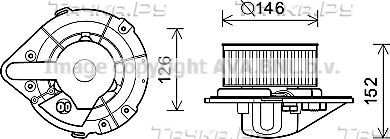 Вентилятор, мотор печки (отопителя) салона AVA для Volkswagen Passat B3 1988-1997. Артикул AI8501