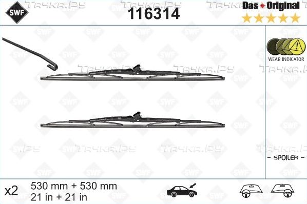 Щетки стеклоочистителя (дворники) SWF для Volvo C70 I 1997-2002. Артикул 116314