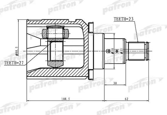 Шрус внутренний (граната) Patron передний левый для Toyota Highlander I (U20) 2000-2003. Артикул PCV1362