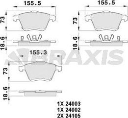 Тормозные колодки Braxis. Артикул AB0498