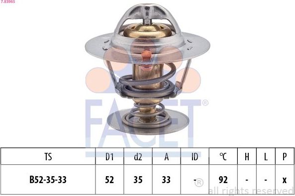 Термостат Facet Made in Italy - OE Equivalent. Артикул 7.8396S