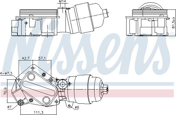 Радиатор масляный (маслоохладитель) для двигателя Nissens (алюминий) для Fiat 500 II 2010-2026. Артикул 91357