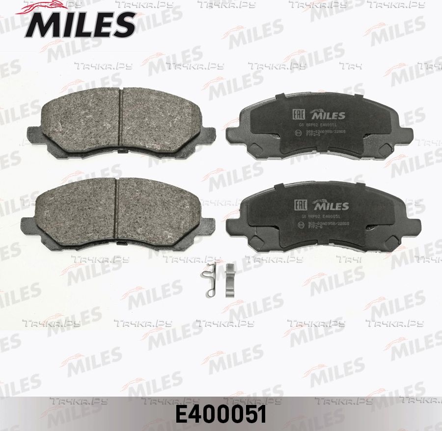 Тормозные колодки Miles (Low-Metallic) передние для Dodge Caliber I 2006-2013. Артикул E400051