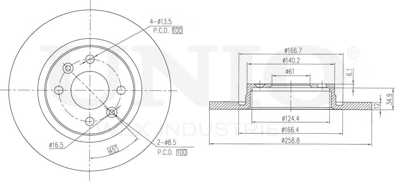 Диск тормозной (Unio). Артикул BRD-20003
