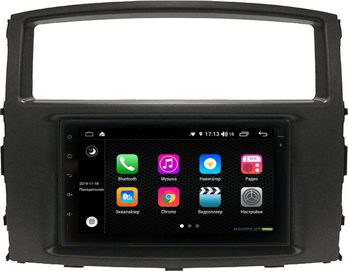 Установочный комплект: головное устройство NaviPilot 2DIN с экраном 7" FT Android 9, DSP, сенсорные кнопки для Mitsubishi Pajero IV 2006-2014. Артикул NPD9L-WR-832-07  P4