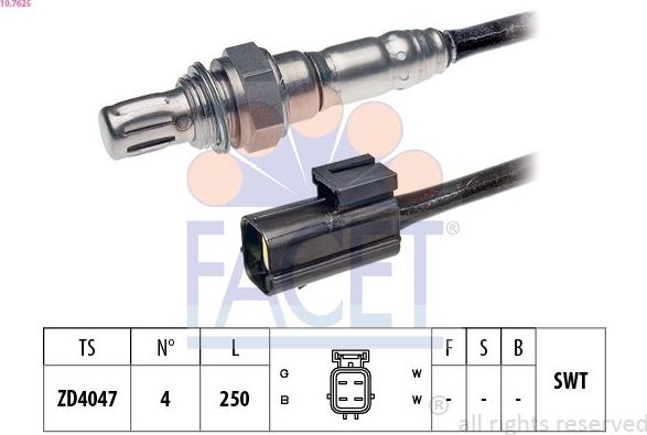 Лямбда-зонд (кислородный датчик) Facet Made in Italy - OE Equivalent. Артикул 10.7625