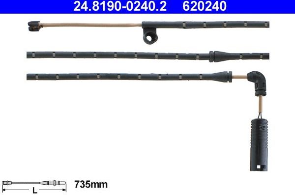Датчик износа тормозных колодок  ATE передний для BMW X3 I (E83) 2003-2010. Артикул 24.8190-0240.2