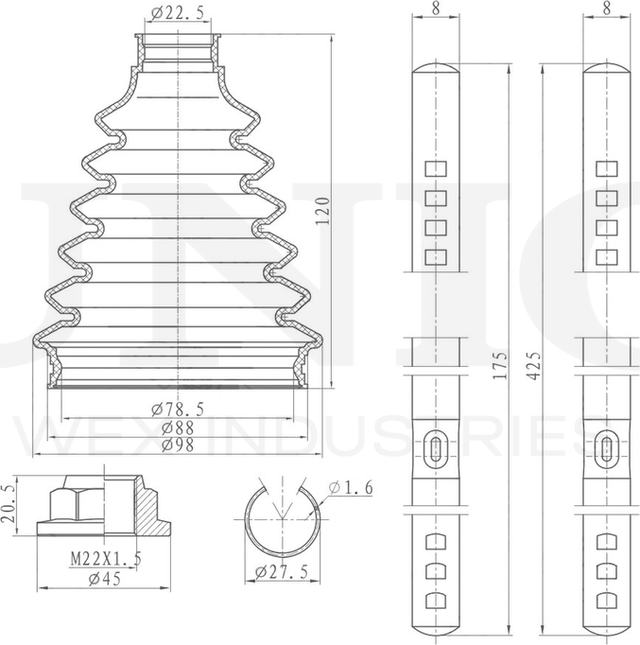 Пыльник ШРУС, комплект (Unio). Артикул DUC-30027K