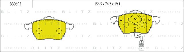 Колодки тормозные дисковые передние (Blitz). Артикул BB0695